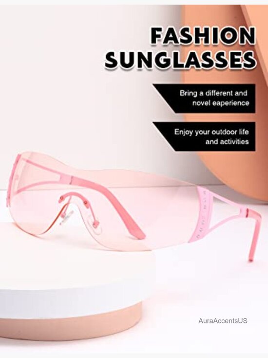 Rimless Wrap Y2K Sunglasses Oversized Shield UV400 Unisex